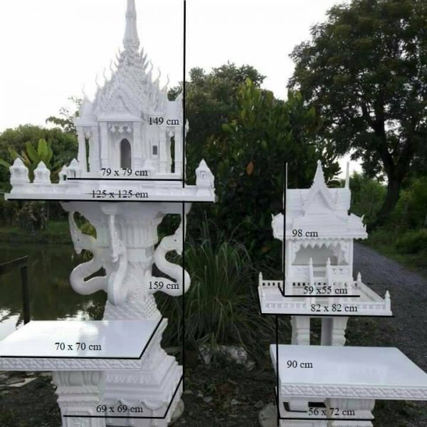 ศาลพระภูมิทรงพระแก้วสี่ชั้นใหญ่ เสาพญานาคตาลูกแก้ว ศาลเจ้าที่มุกหน้ายื่น ยกพื้น ขาพิเศษ